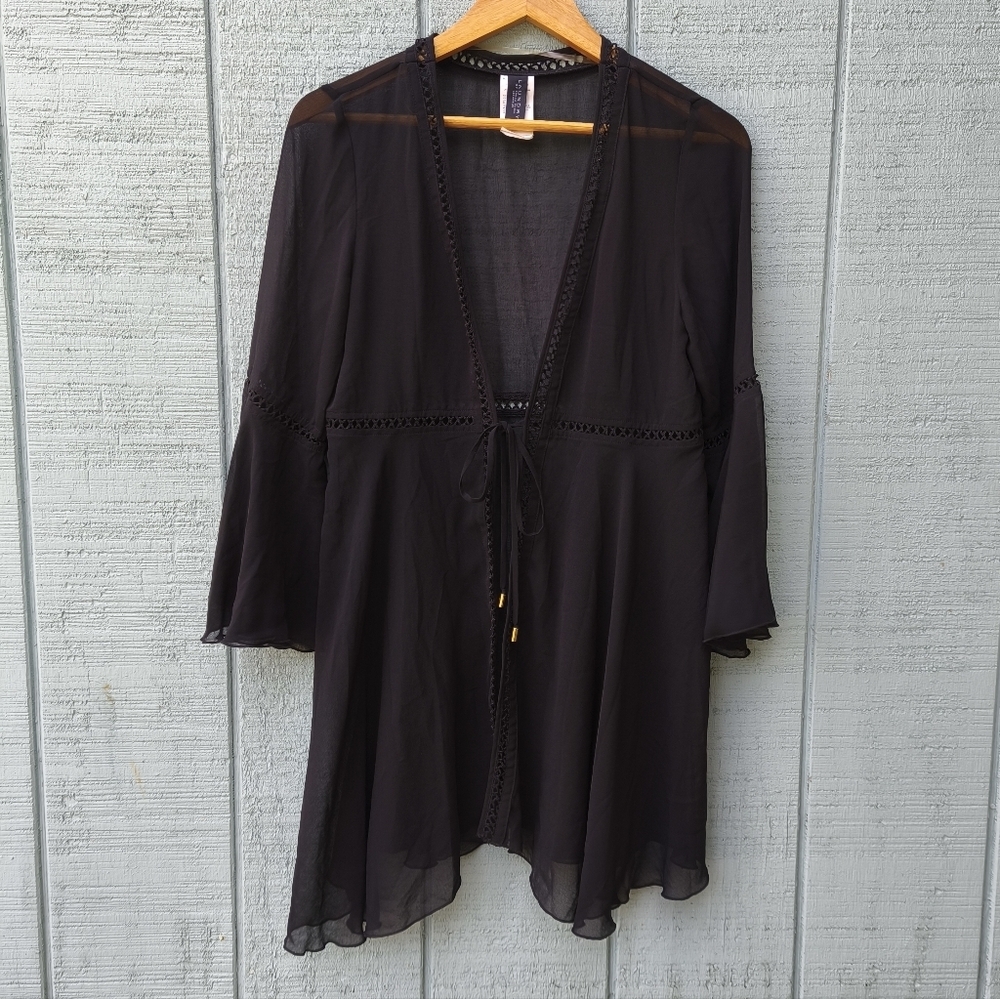 Laundry by Shelli Segal Empire Waist Flounce Flare Sleeve Swim Coverup sz S/M